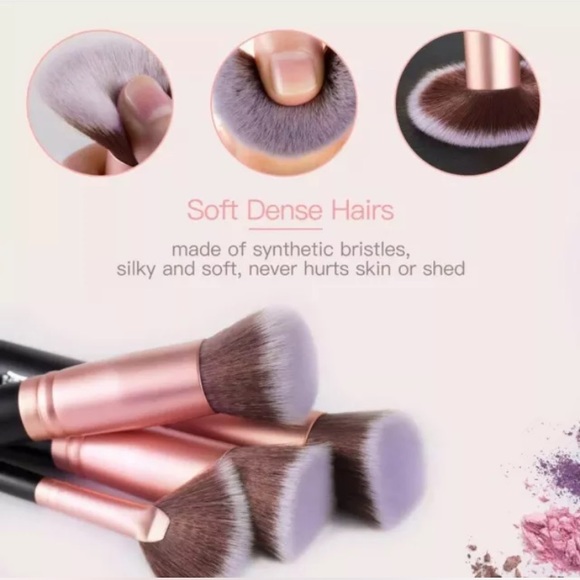 Bestope Deluxe 16 Piece Complete Makeup Brush Kit Set *Rose Gold And Black NIP